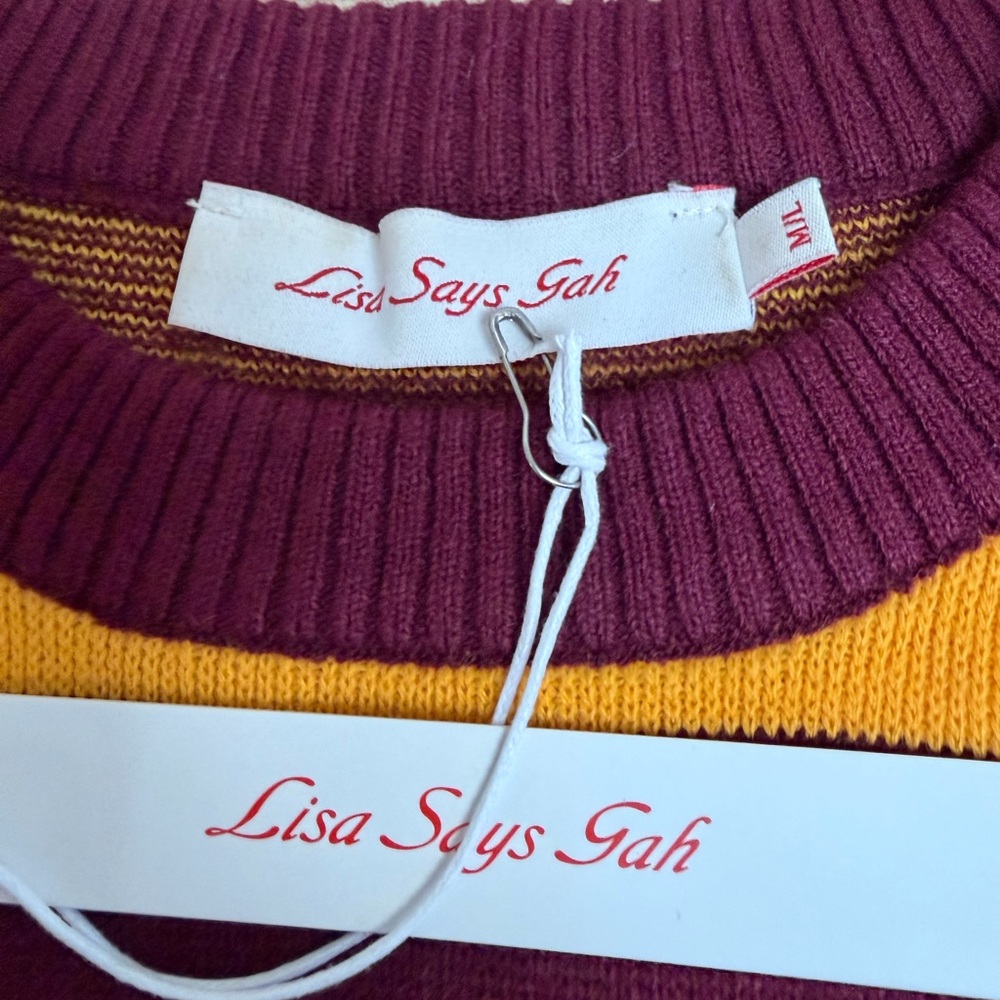 NWT Lisa Says Gah  Sweater - Yellow and Brown - Picture 7 of 7
